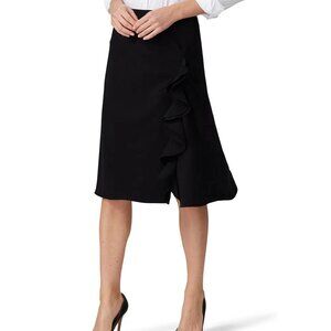 PRABAL GURUNG Collective Ruffle Side Slit Skirt in Black Size 2